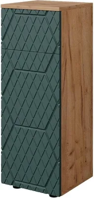 Zdjęcie produktu dla Szafka Midi Vicco Irma Zielony/złoty dąb 30 x 81 cm z 1 szufladą, 2 przegrodami, łazienką, Model 42865
