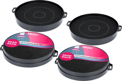 Produktbild von McFilter | 4x Aktivkohlefilter passend für Constructa 00353121, Bosch/Neff DHZ5140, Bauknecht 481281718524, AEG 902979371/9, Filter für Dunstabzugshaube