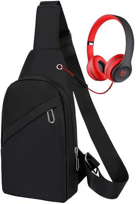 Produktbild von Umhängetasche, Schultertasche, Sling Bag mit USB-Anschluss, Crossbody-Brusttasche, atmungsaktiv, wasserabweisend, Schwarz