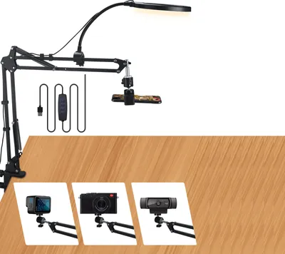 Obrázok produktu pre Vylepšený statív s kruhovým osvetlením pre mobilný telefón, flexibilný stolný držiak s kruhovým osvetlením pre TikTok, YouTube a Instagram,