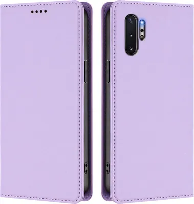 Immagine prodotto di Custodia in pelle per Samsung Galaxy Note 10+/Note 10 Plus 5G, custodia flip magnetica in Finto cuoio con supporto Viola chiaro