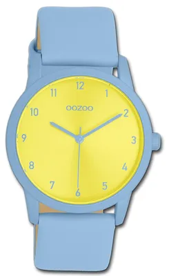 Produktbild von Oozoo Damenuhr Timepieces hellblau Lederarmband Quarz Analoguhr D3UOC11466