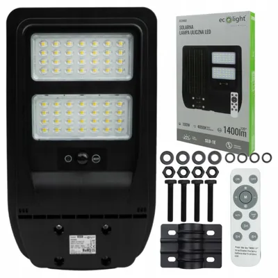 Obrázok produktu pre Solárna pouličná lampa čierna 100W 1400lm 4000K Eco Light EC20681