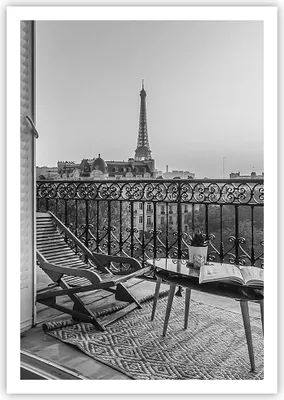 Produktbild von Poster - Poster ohne Rahmen - Schwarzweiß Paris Balkon - 70x100 cm - Wand Bild - Wanddeko - Wandbilder - Kunstposter - Wandposter - Bilder - Kunstdruck - Wanddekoration - Wandbild - P2XPA70x100-4595