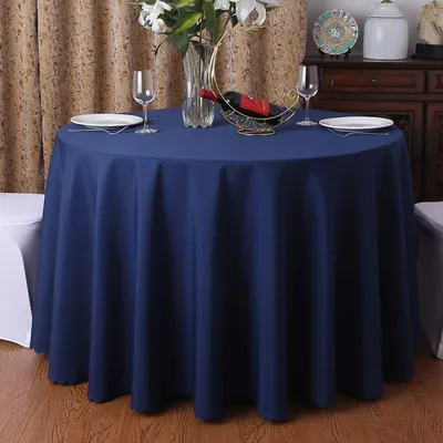 Obrázek produktu pro Kulatá obdélníková ubrus, tmavě modrá, polyester, 200 cm