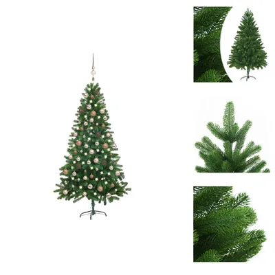 Imagen del producto de vidaXL Árbol de Navidad artificial con luces y adornos, 180 cm, color verde - Árboles de Navidad