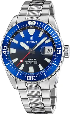 Produktbild von Festina Herren Taucheruhr, Blaues Ziffernblatt, Edelstahl F20669/1