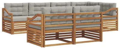 Produktbild von vidaXL Outdoor-Sofagarnitur 7 stk. Natürlich und Hellgrau