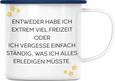 Produktbild von Trendation - Lustige Emaille Tasse mit Spruch für Frauen Männer Arbeit Büro Lustig Emaille Tassen Becher mit Sprüchen Kollegin Geschenk Sarkasmus Fun (Blau)