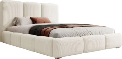 Produktbild von Selsey Bauro - Polsterbett 140x200 cm, mit Stauraum und Cordbezug, creme