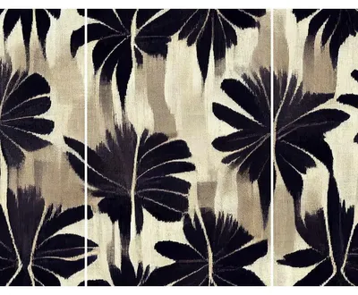 Image de Triptyque sur toile motif avec feuilles 125x97 cm, Tableau mural moderne pour décoration intérieure