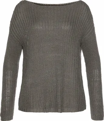 Produktbild von LASCANA Rundhalspullover aus weichem Grobstrick khaki Größe 36/38