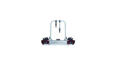 A product shot of a bike rack on a white background.