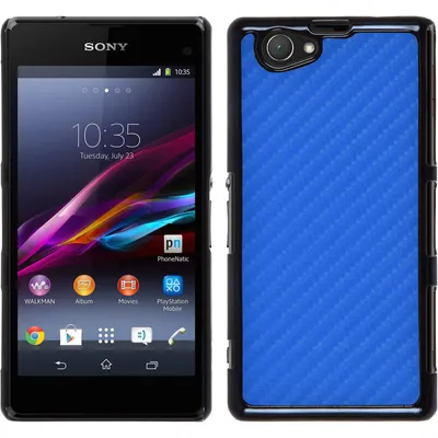 Produktbild von PhoneNatic Case kompatibel mit Sony Xperia Z1 Compact - Hülle blau Carbonoptik Hard-case + 2 Schutzfolien
