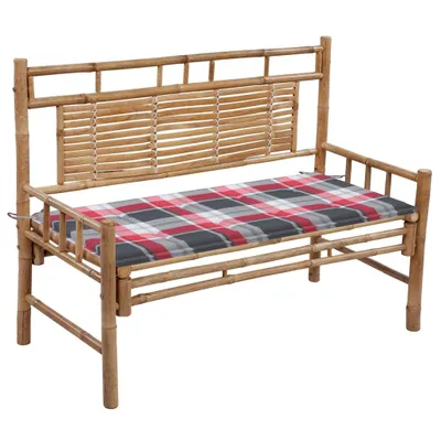 Image de Banc de jardin avec coussin 120 cm Bambou