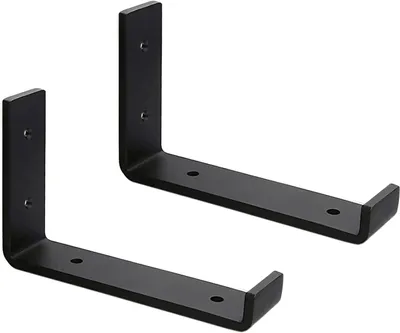 Imagen del producto de Soporte de pared de acero en forma de L, 15 cm, 2 unidades, 5 mm de grosor, capacidad de carga de hasta 50 kg, para estanterías de pared