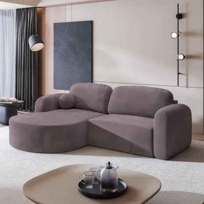 Produktbild von Masseno Ecksofa AMILIA M mit Schlaffunktion L-Form, Sofa mit Bettkasten, Wohnzimmersofa, Couch, Soffa, Bettsofa, Couchgarnitur- Lila, MONOLITH 62