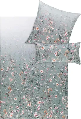 Produktbild von Estella Satin de Luxe Bettwäsche DD 135x200 Gesina salbei Blumenwiese 1035-532
