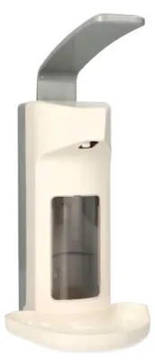 Image de Medi-Inn Distributeur mural Distributeur Euro en plastique Levier à long bras avec égouttoir pour bouteilles Euro de 500 ml (1 pièce)
