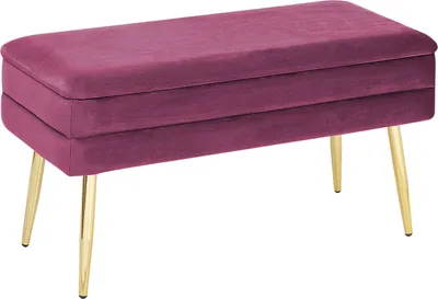 Obrázok produktu pre BELIANI Lavička bordová polyester zamatové čalúnenie zlaté kovové nohy úložný priestor glamour dizajn spálňa