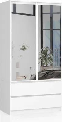 Immagine prodotto di Armadio con cassetti e specchi 90 cm LOTA - bianco