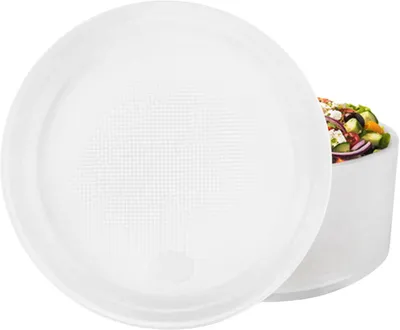 Productafbeelding van Plastic borden - Set van 50 - Herbruikbare plastic borden - Ø 22 cm - Herbruikbare kunststof borden - Feestborden