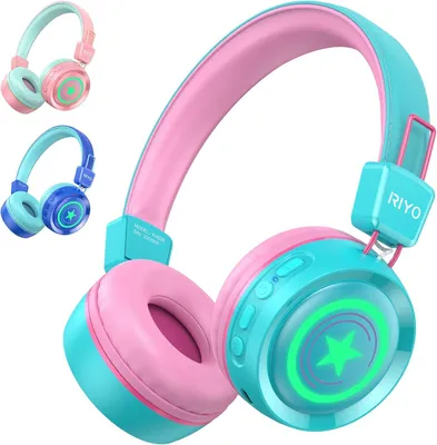 Produktbild von Bluetooth Kopfhörer Kinder, Kinderkopfhörer Kabellos mit LED-Leuchten Bluetooth 5.0 Kinder Kopfhörer Faltbare Stereo Sound für Schule/Tablet/PC