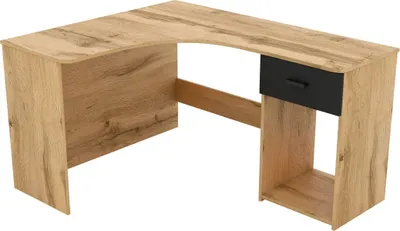 Produktbild von Furniture24 Schreibtisch Corner Eckschreibtisch Arbeitstisch Büro Wotan Eiche/Schwarzer Onyx