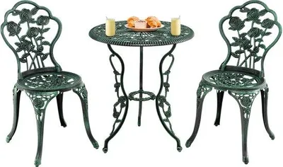 Image de Ensemble de mobilier de jardin - Aluminium - Fonte - 3 pièces - Mobilier de terrasse