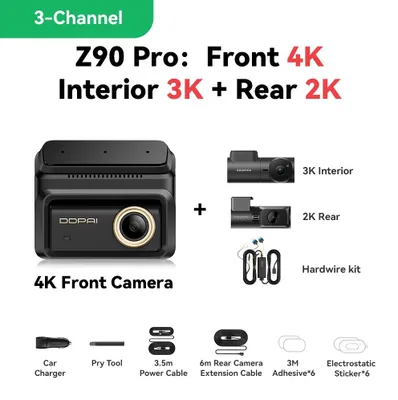 Produktbild von Z90Pro Autokamera - 4K - 3-Kanal - IMX678 - HDR - ADAS - Ohne Speicherkarte