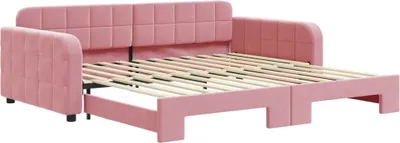 Image de vidaXL Lit de jour extensible rose 100x200 cm velours