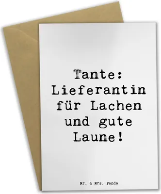 Produktbild von Mr. & Mrs. Panda Glückwunschkarte Spruch Tante Lieferantin - Weiß - Geschenk, Grußkarten, Freude, Handgemacht, Verwandtschaft, einladungskarten, Jubiläen, Neffe, Nichte