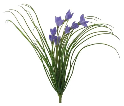 Produktbild von Kunstpflanze GRAS-WILDKROKUSBUSCH mit 9 Krokus-Blüten. 43cm. FLIEDER