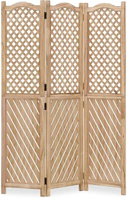 Imagen del producto de Silecomplaza 2014, divisor de ambientes de 3 piezas, panel divisor de madera, pantalla decorativa, protección visual, estilo natural