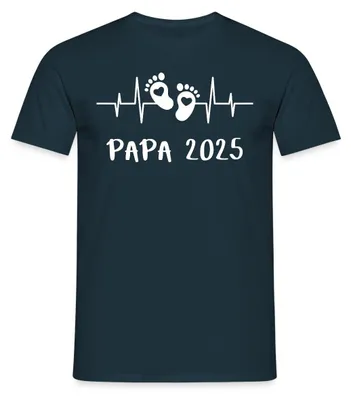 Produktbild von Spreadshirt Herzschlag Papa 2025 Vater Geschenk Vatertag Männer T-Shirt, XXL, Navy