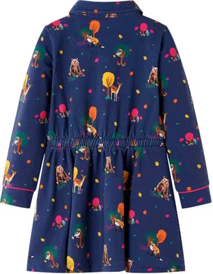 Image de vidaXL Robe pour enfants avec manches longues et cordon de serrage Bleu marine 92
