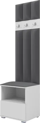 Produktbild von Garderoben-Set Nela IV LUX, gepolsterte Garderobe 50 cm mit Sitzbank, Wandpaneelen und Stauraum (Farbe: Weiß + Trinity 15)