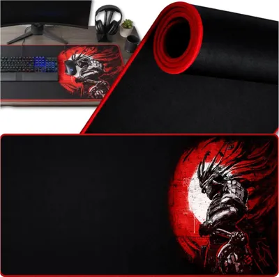 Produktbild von EDIBAZZAR | Maus- und Tastaturpad 90x40 cm für Schreibtisch-Gaming-Matte, schwarz und rot