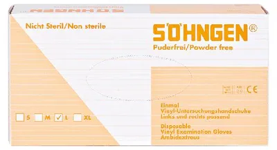 Produktbild von Vinyl Schutzhandschuhe groß 100 Stück puderfrei | Packung (100 Stück)