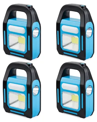 Produktbild von 4er Set Solar Campinglaterne USB wiederaufladbar COB LED Taschenlampe wasserdicht Notfalllampe