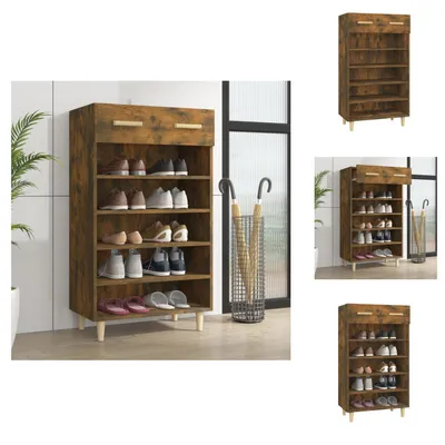 Produktbild von vidaXL Schuhschrank Räuchereiche 60x35x105 cm Holzwerkstoff -  Schuhregale & -schränke