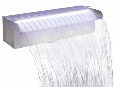 Obrázek produktu pro vidaXL Bazénová fontána s vodopádem a LED diodami Obdélníková nerezová ocel 30 cm