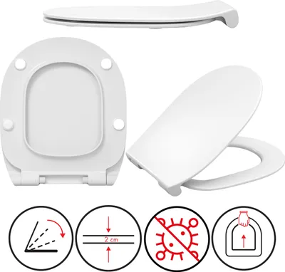 Produktbild von WC-Sitz – Ersatz für Ideal Standard Connect E772401 Thin Slim | Absenkautomatik, Antibakteriell, QUICK-RELEASE Toilettendeckel Softclose