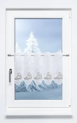Produktbild von Scheibengardine  Plauener Spitze - Kirche  (Bx H) 97,2cm * 40cm braun/mehrfarbig
