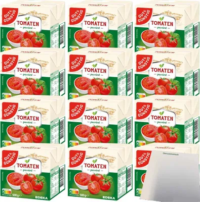 Produktbild von Gut& Tomaten passiert in praktischer Kartonverpackung 12er Pack (12x500g Packung) + usy Block
