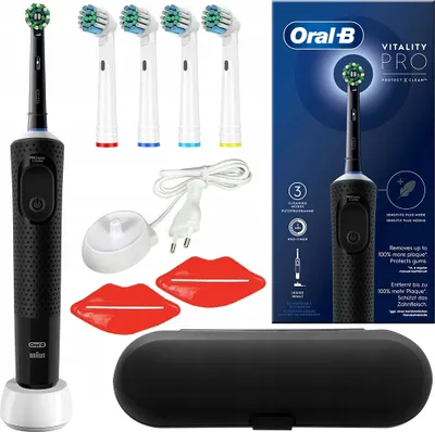 Produktbild von Oral-B Vitality Pro D103 Protect X Clean schwarz Reiseetui 4 Aufsätze