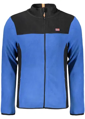 Produktbild von Herren Sweatshirt Blau mit Reißverschluss & Stickerei - Fleece Langarm