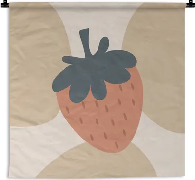 Produktbild von MuchoWow® Wandteppich Wandbehang Obst - Pastell - Erdbeere - Sommer 150x150 cm Tapisserie Dekoration Wandtuch - Wohnaccessoires - Modernes