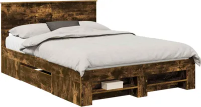 Immagine prodotto di Struttura letto con testiera in legno effetto noce, 140 x 200 cm