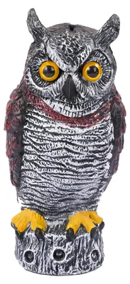 Image de Relaxdays - Effaroucheur de oiseaux « Chouette », en plastique, stable, H x l x P : 34 x 17 x 16 cm, jardin et balcon, effaroucheur de pigeons, marron/blanc
